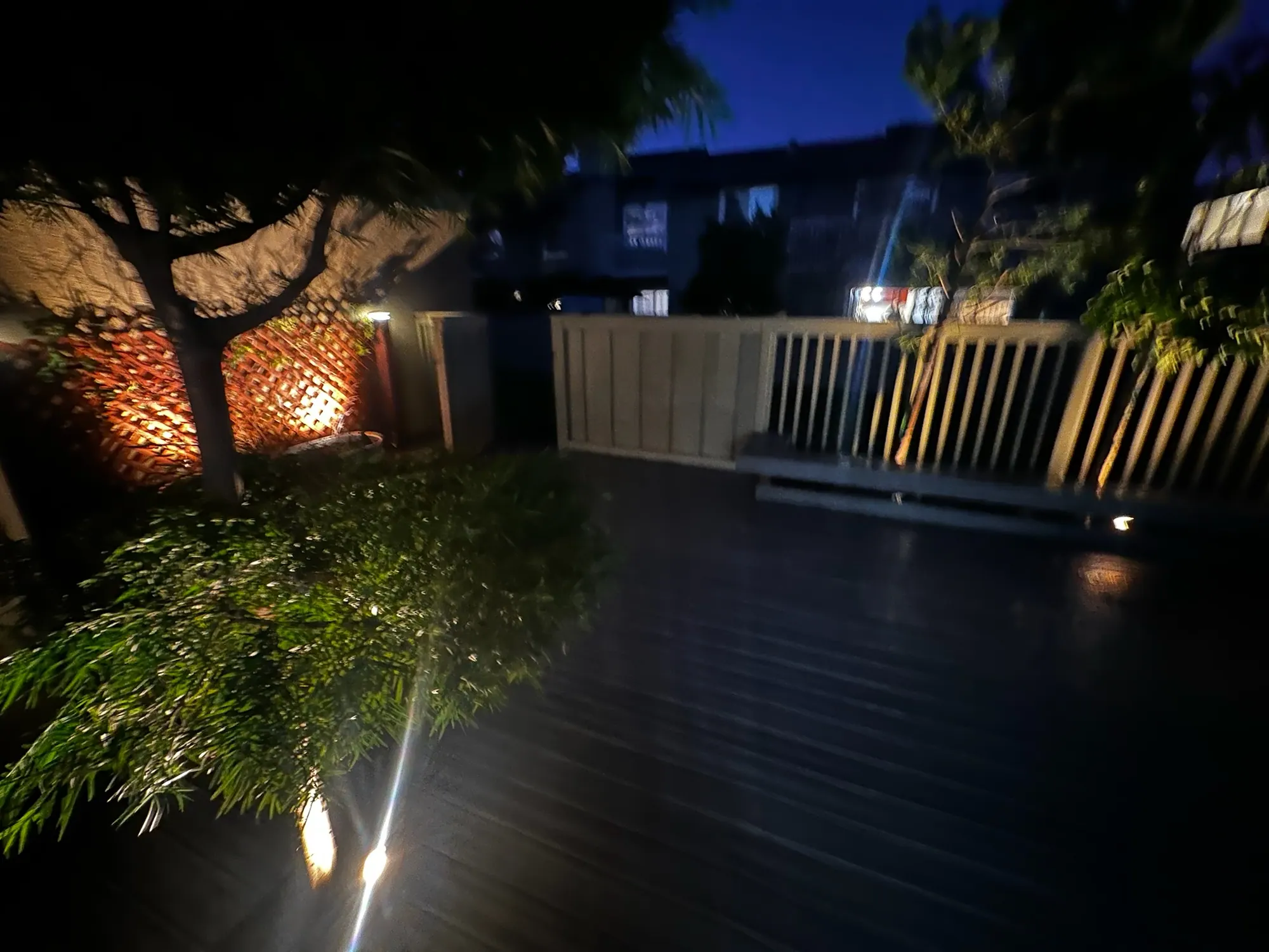 Garden and deck lighting after dark